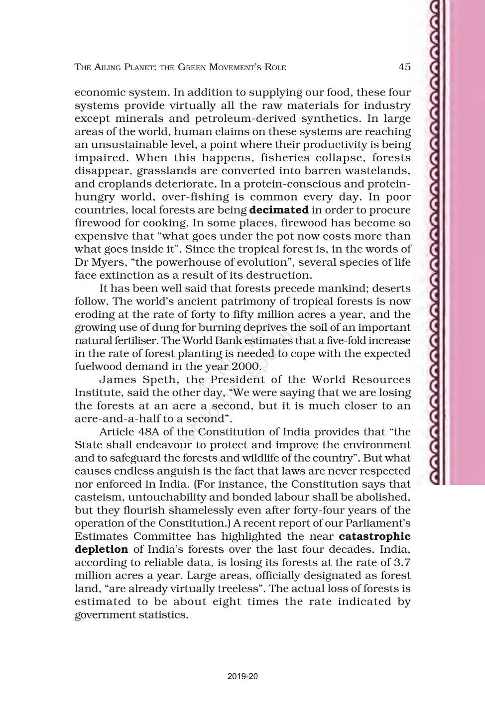 The Ailing Planet The Green Movements Role - NCERT Book of Class 11